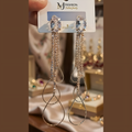 Zewar-e-Khas Triple Heart Crystal Tassel Earrings - Luxurious Party Wear
