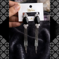 Royal Black & Gold & Silver Vintage Statement Fringe Earrings